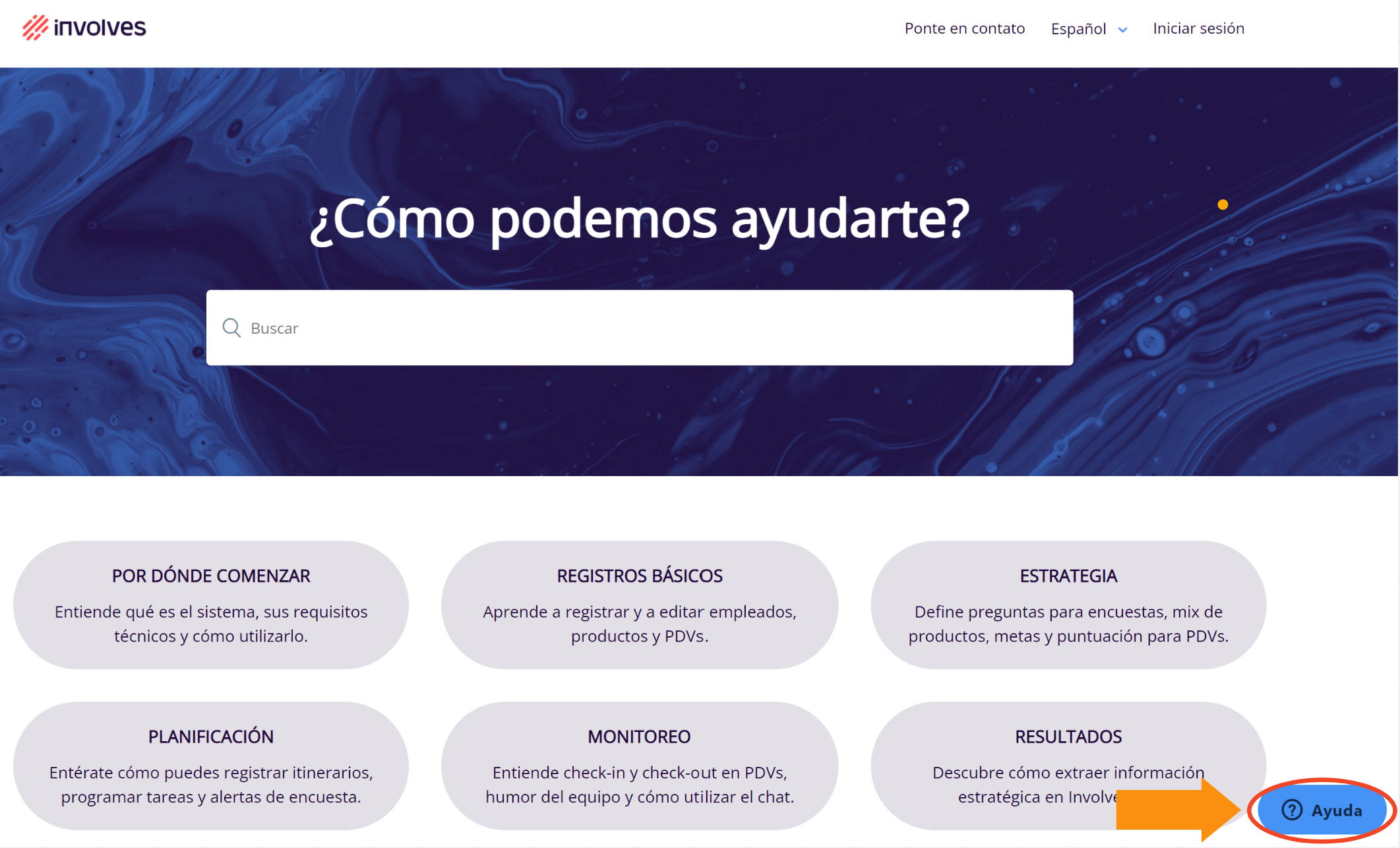 Botón Ayuda en la Central de Ayuda