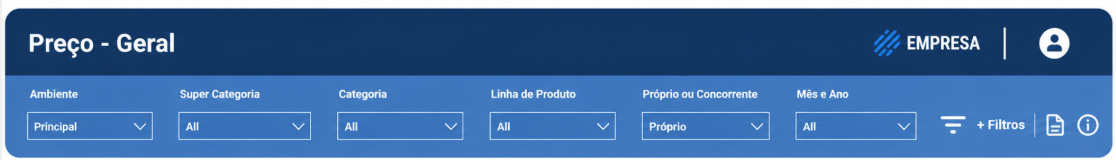 Banner do Painel de Preço com os filtros fixos no topo